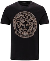 VERSACE Black Rhinestone Crewneck Short Sleeve T-Shirt FW21 Casual Style A779871A084911B000 VERSACE Black Rhinestone Crewneck Short Sleeve T-Shirt FW21 Casual Style A779871A084911B000