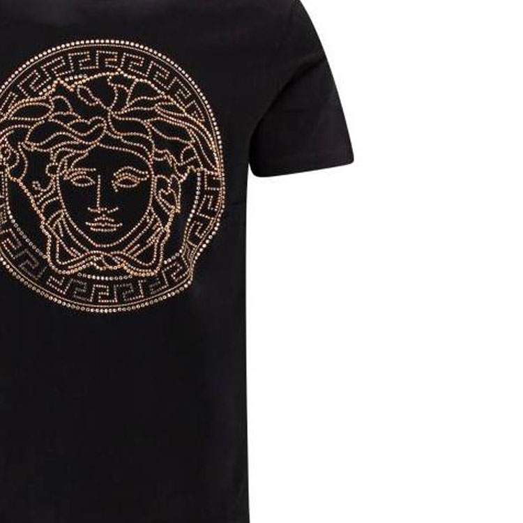 Purchase VERSACE Kaos Hitam Rhinestone Crewneck Lengan Pendek Gaya Kasual FW21 A779871A084911B000