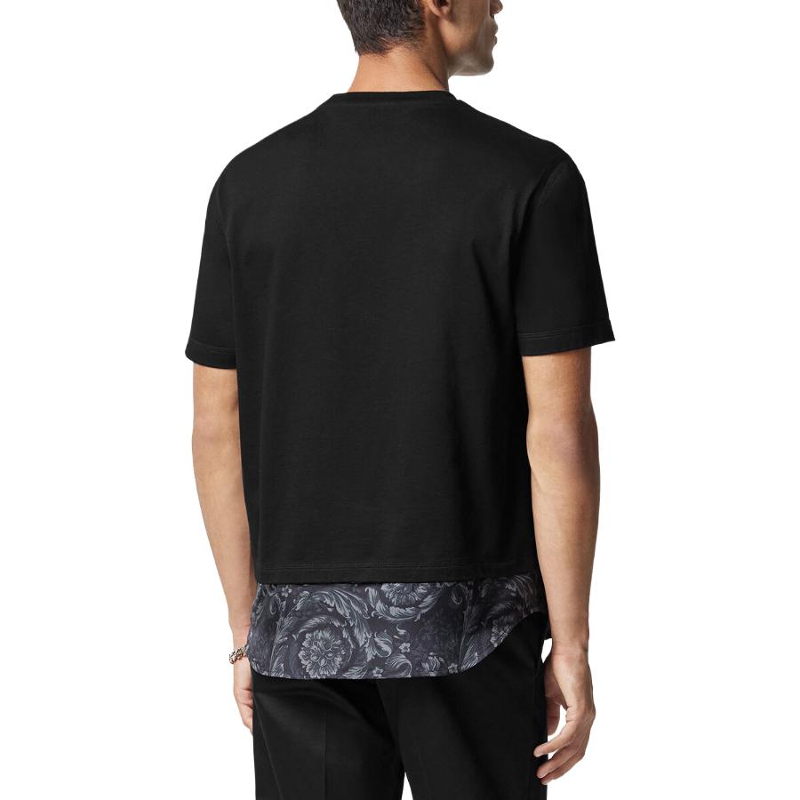 VERSACE  Black Short-Sleeve T-Shirt with Logo Embroidery Design 1013945-1A09484-1B000 圖 4