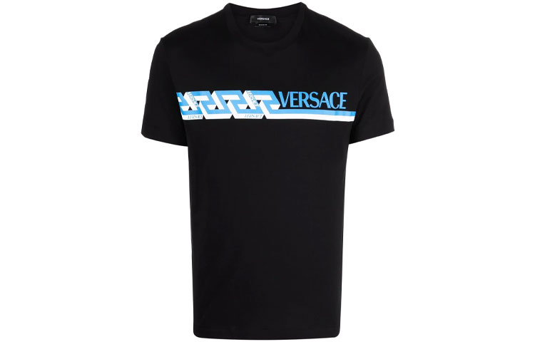 Order VERSACE  Black Short Sleeve T-Shirt with Letter Print Design. 10039111-A02781-1B000