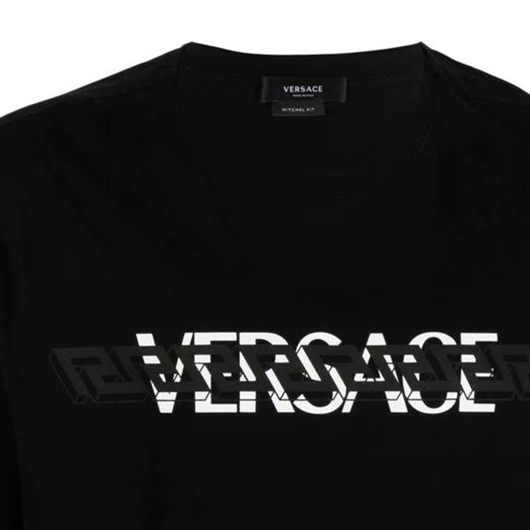 VERSACE  Black Short Sleeve T-Shirt with Logo Print Crew Neck Casual Wear 1006441-1A04408-1B000 圖 7