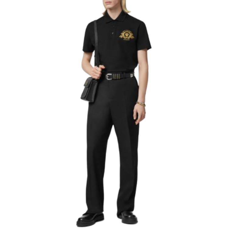 VERSACE  Black Slim Fit Polo Shirt with Solid Color Logo Design 1013906-1A11305-1B000 圖 3