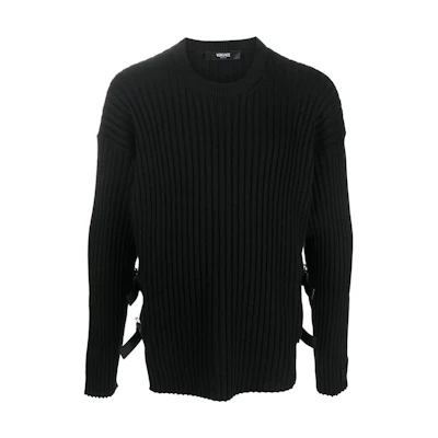 VERSACE Black Solid Color Crew Neck Long Sleeve Knit Sweater Casual 1011790-1A08069-1B000