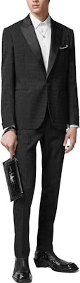 VERSACE Black Solid Color Long Sleeve Suit with Notched Lapel. 1012376-1A08917-1B000 Lookbook VERSACE Black Solid Color Long Sleeve Suit with Notched Lapel. 1012376-1A08917-1B000