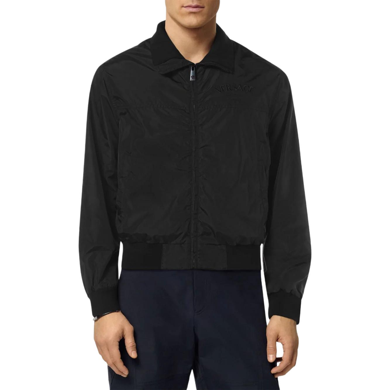 VERSACE  Black Solid Color Zip-Up Long Sleeve Jacket 1015726-1A11312-1B000 圖 4