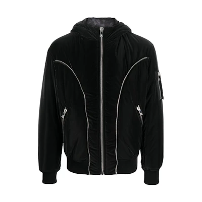 VERSACE Black Solid Color Zipper Detail Long Sleeve Jacket. 1012160-1A08898-1B000