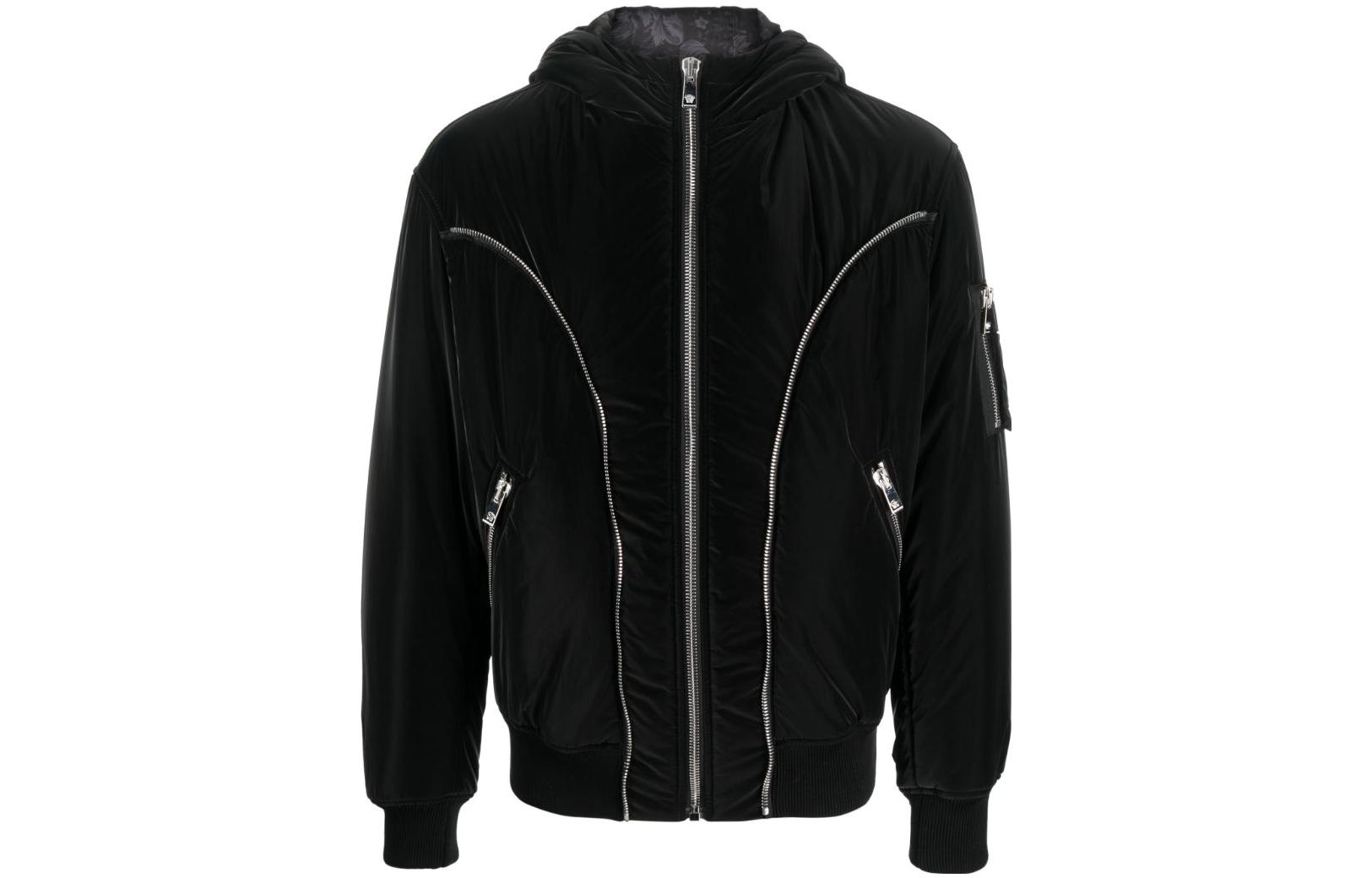 VERSACE  Black Solid Color Zipper Detail Long Sleeve Jacket. 1012160-1A08898-1B000 圖 2