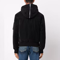 Shop VERSACE 黑色純色拉鏈細節長袖夾克。 1012160-1A08898-1B000