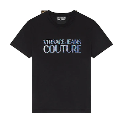 VERSACE Black Solid Letter Crew Neck Short Sleeve T-Shirt E72GAHP02-ECJ01P-EOT5