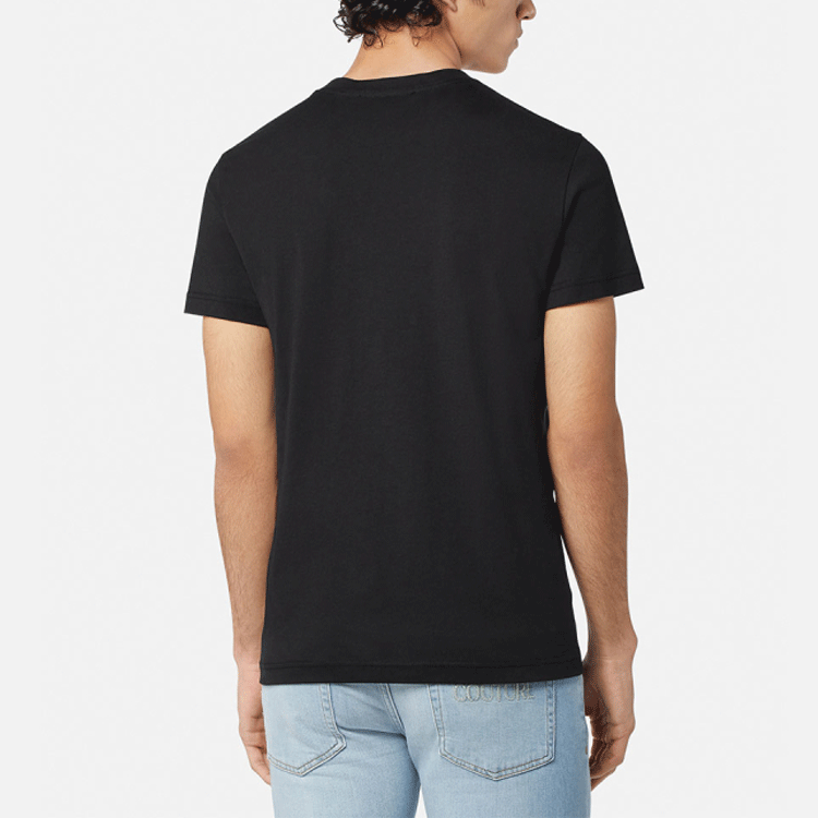 VERSACE  Black Solid Letter Crew Neck Short Sleeve T-Shirt E72GAHP02-ECJ01P-EOT5 圖 4