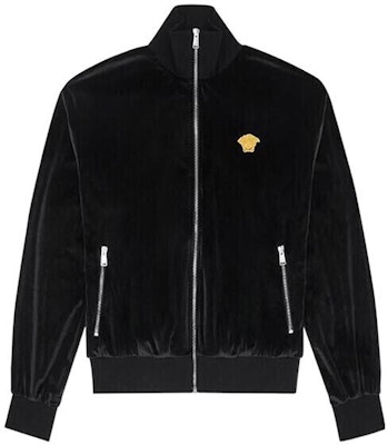 VERSACE Jaket Lengan Panjang Kasual Patch Logo Solid Hitam A89408-A234467A-1008 Order VERSACE Jaket Lengan Panjang Kasual Patch Logo Solid Hitam A89408-A234467A-1008