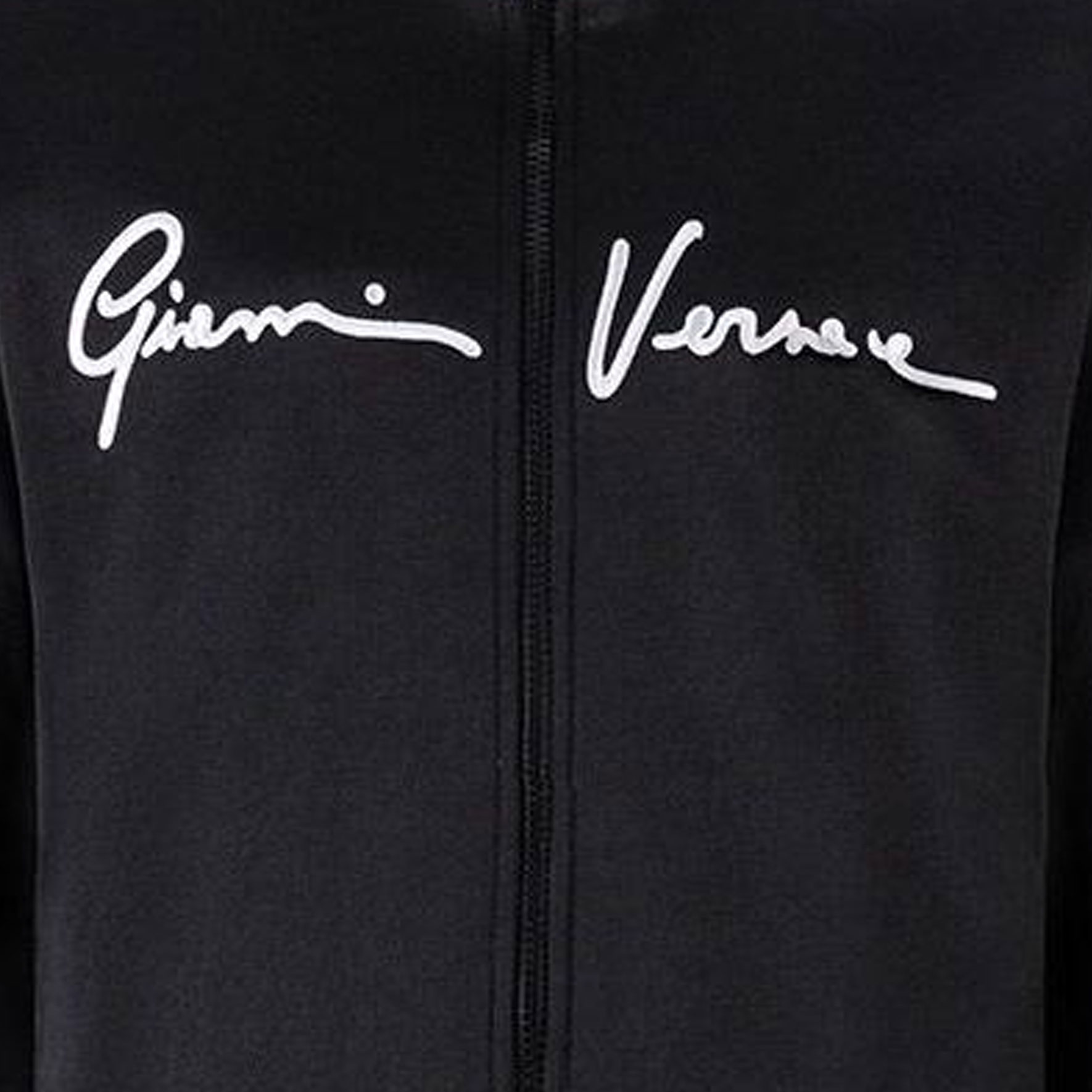 Details for VERSACE  Black Straight-Cut Long Sleeve Jacket with Logo Print. 1002770-1A02035-1B000