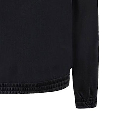 VERSACE Black Straight-Cut Long Sleeve Jacket with Logo Print. 1002770-1A02035-1B000 1