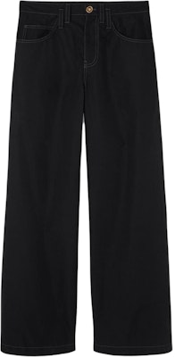 VERSACE Black Straight-Leg Jeans with Stitch Detail and Button Design. 1006505-1A01816-1B000 Order VERSACE Black Straight-Leg Jeans with Stitch Detail and Button Design. 1006505-1A01816-1B000