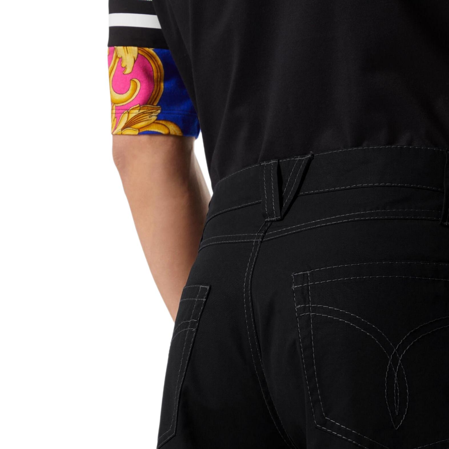 Details for VERSACE  Black Straight-Leg Jeans with Stitch Detail and Button Design. 1006505-1A01816-1B000