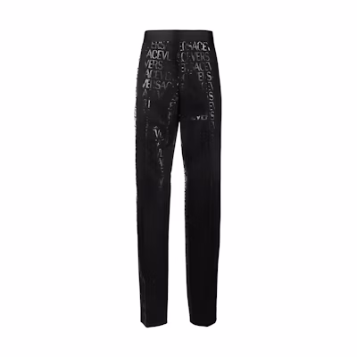 VERSACE Black Straight-Leg Letter Print Casual Pants. 1010584-1A07652-1B000