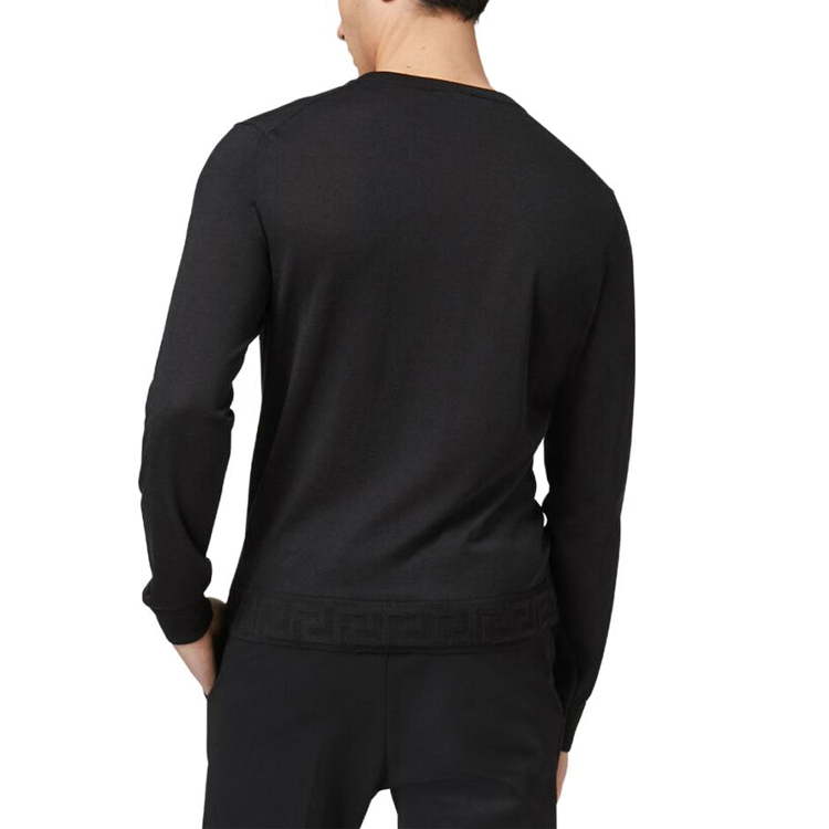 Purchase VERSACE 黑色V領圖案長袖針織毛衣 A69778A-236032A-1008