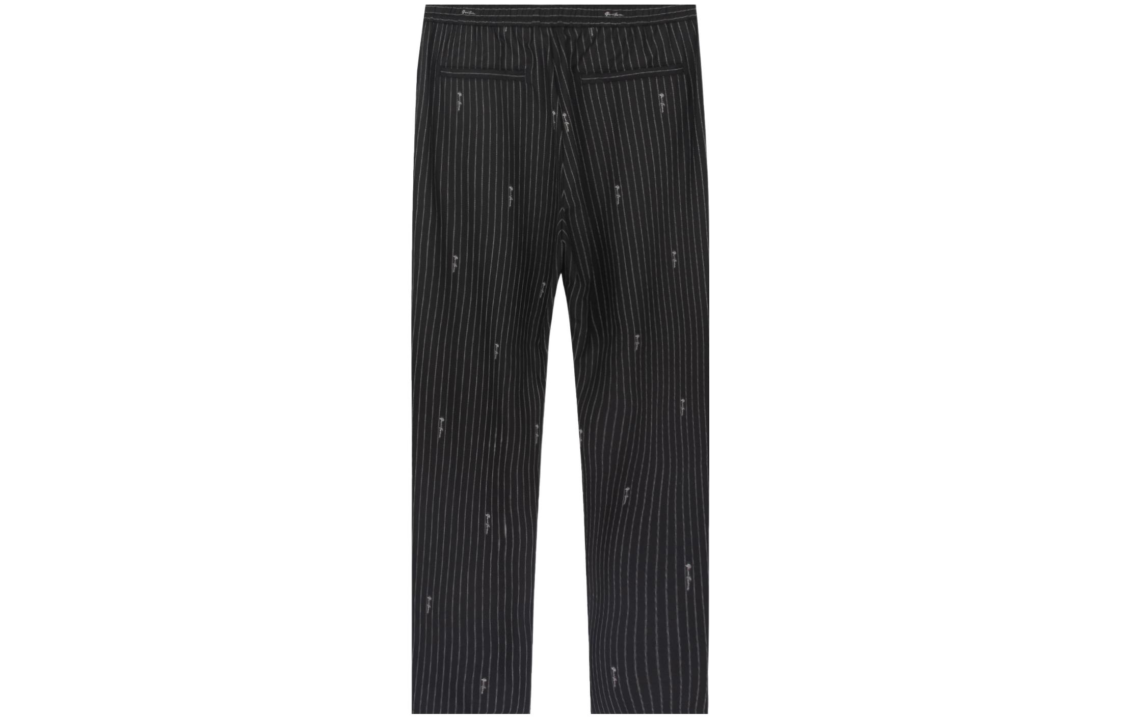 Lookbook VERSACE  Black Wool Striped Straight-Leg Trousers A86689-A235254-A5232