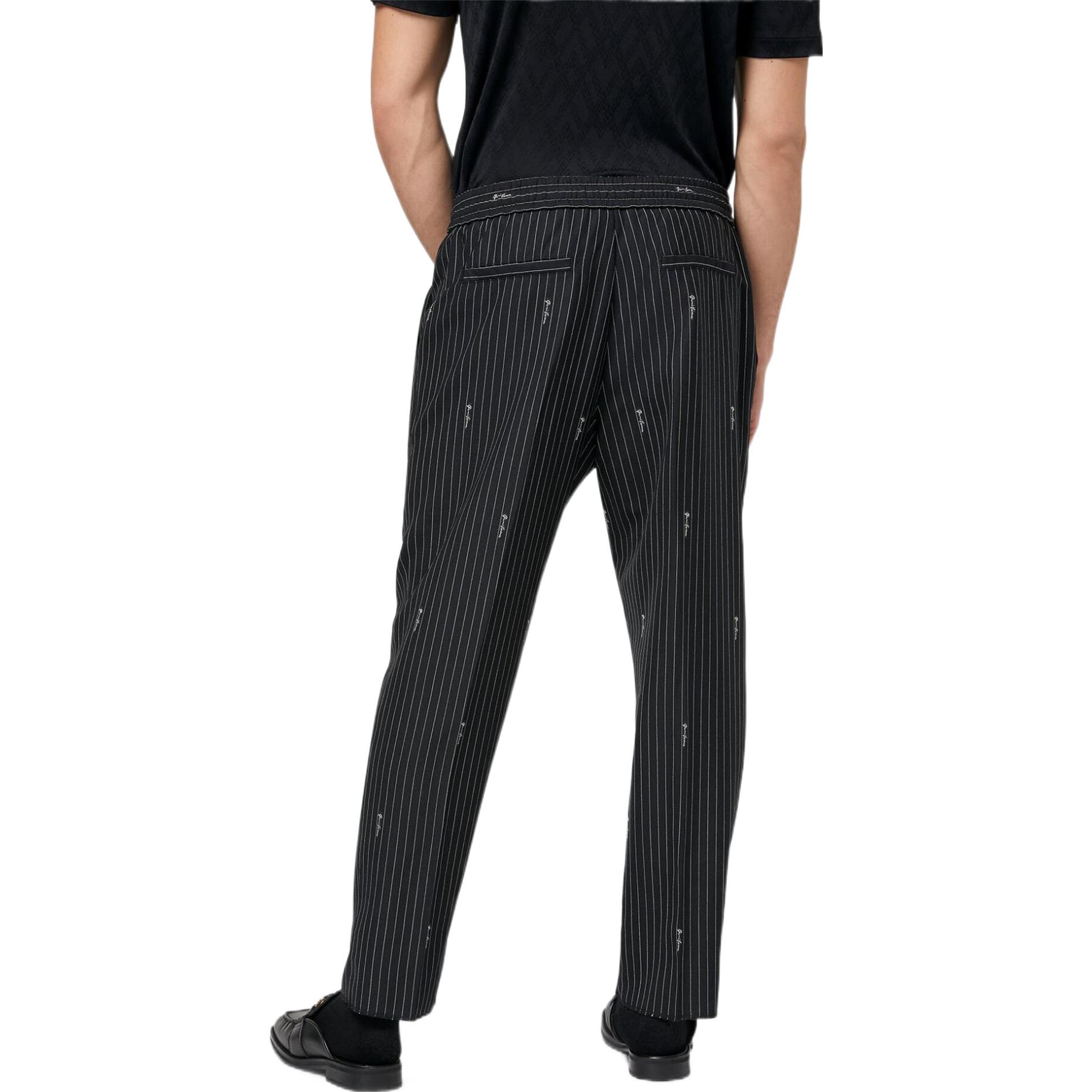 Purchase VERSACE  Black Wool Striped Straight-Leg Trousers A86689-A235254-A5232