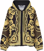VERSACE Black Yellow Printed Hooded Jacket with Pattern Design. 1014855-1A11381-5BC60 VERSACE Black Yellow Printed Hooded Jacket with Pattern Design. 1014855-1A11381-5BC60