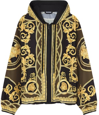 Chaqueta con Capucha Estampada Negra y Amarilla de VERSACE con Diseño de Patrón. 1014855-1A11381-5BC60 Buy Chaqueta con Capucha Estampada Negra y Amarilla de VERSACE con Diseño de Patrón. 1014855-1A11381-5BC60