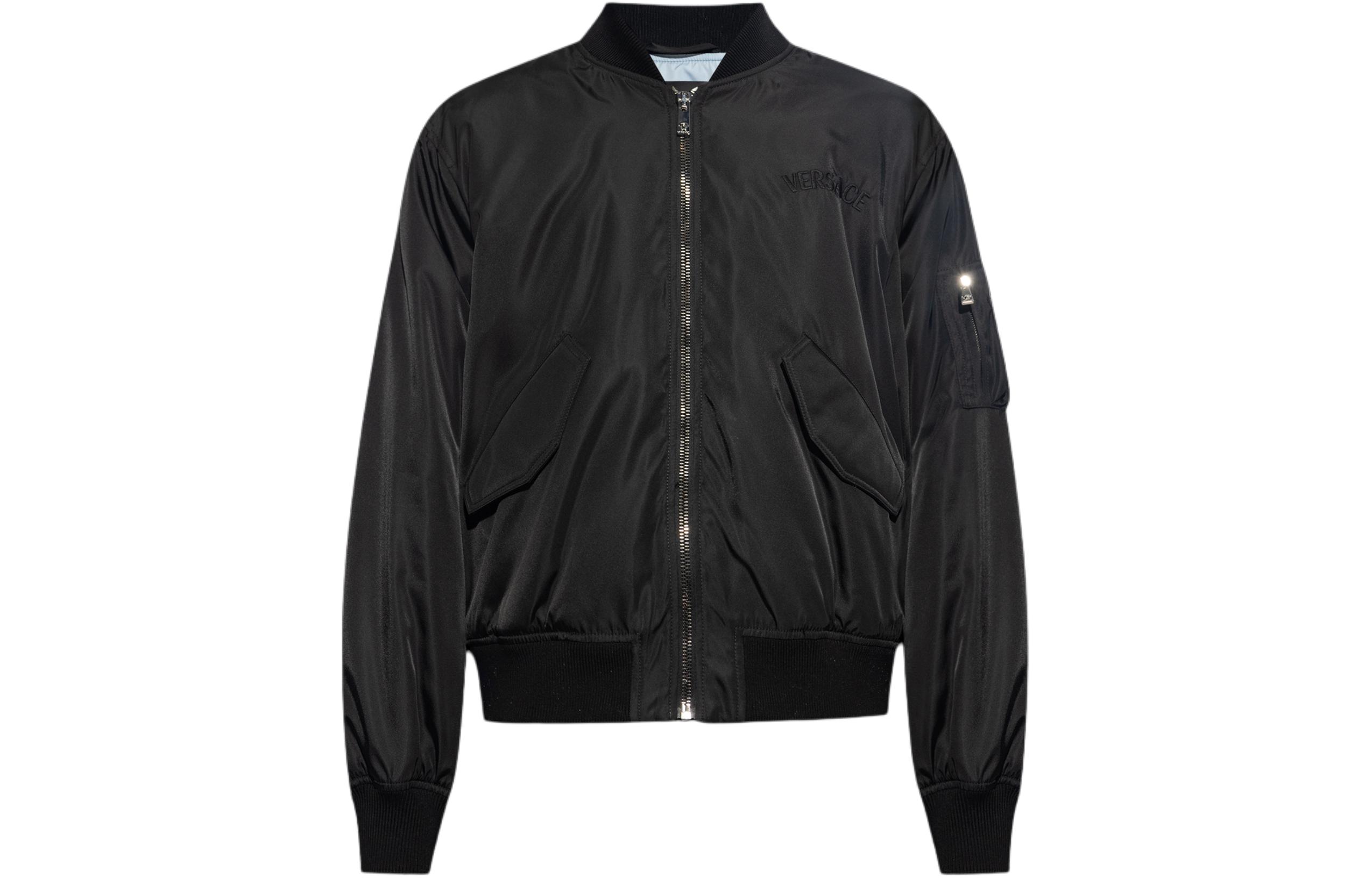 VERSACE  Black Zip-Up Jacket with Back Logo Print and Baseball Collar 1013929-1A09848-1B000 圖 2