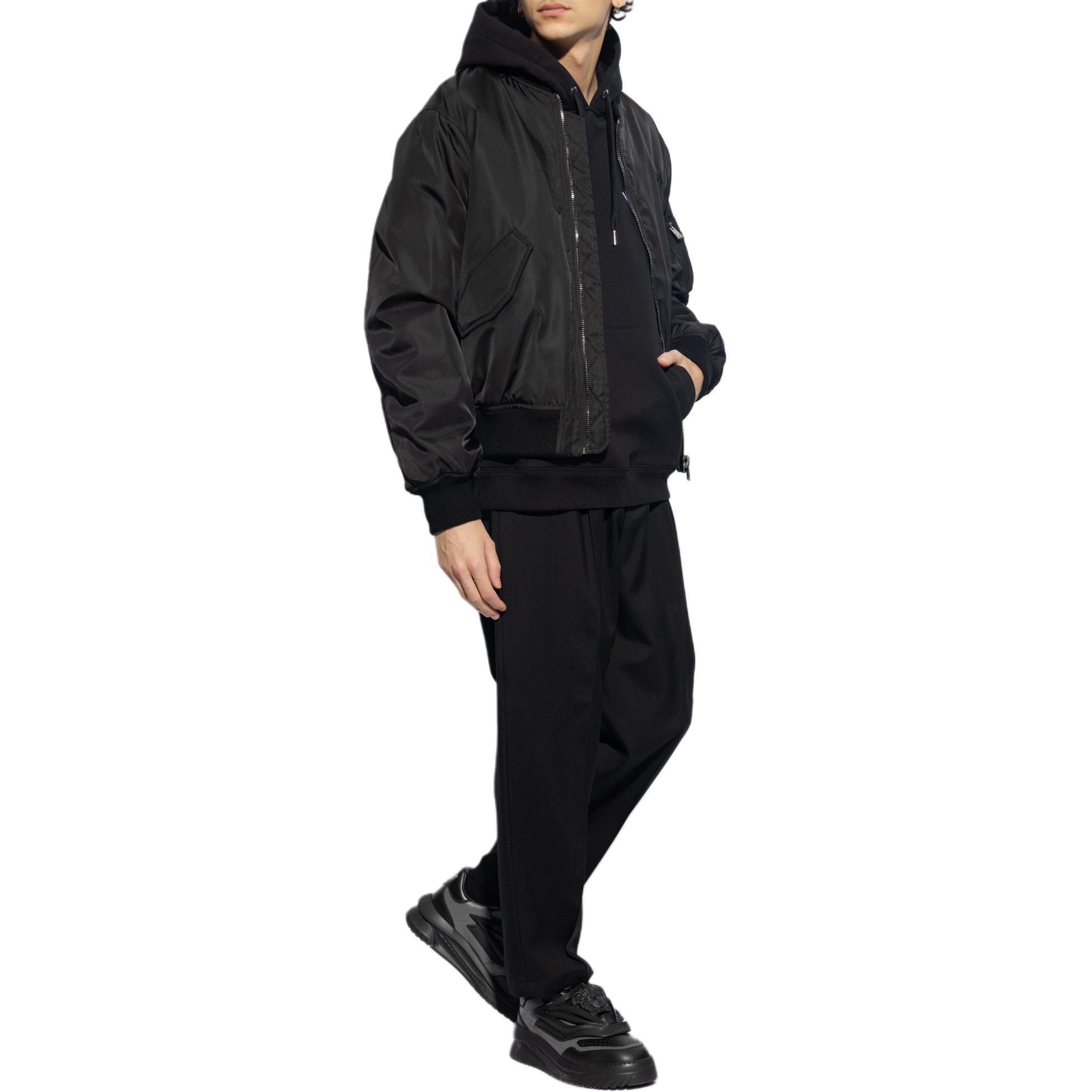 VERSACE  Black Zip-Up Jacket with Back Logo Print and Baseball Collar 1013929-1A09848-1B000 圖 5