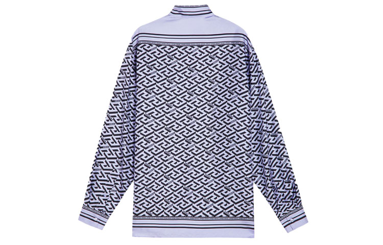 Lookbook VERSACE Kemeja Lengan Panjang Biru Corak Penuh dengan Kolar Lipat. 1003941-1A02816-5L160