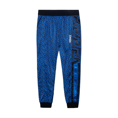VERSACE Blue Letter Logo Jogger Knit Sweatpants 1004199-1A03029-5U040