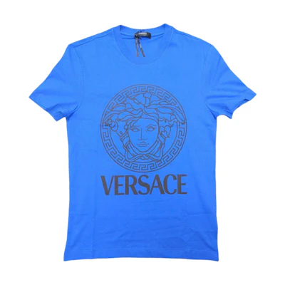 VERSACE Blue Logo Graphic Print Crew Neck T-Shirt A89497S-A230901-2UB80