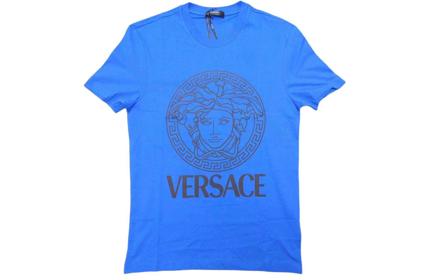 Order VERSACE 藍色標誌圖案印花圓領T恤 A89497S-A230901-2UB80