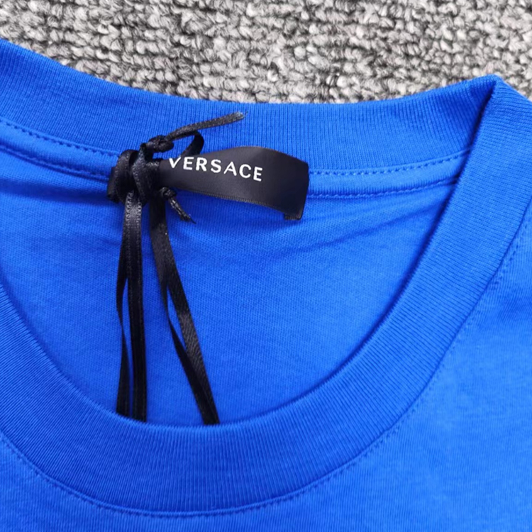 Sizing VERSACE 藍色標誌圖案印花圓領T恤 A89497S-A230901-2UB80