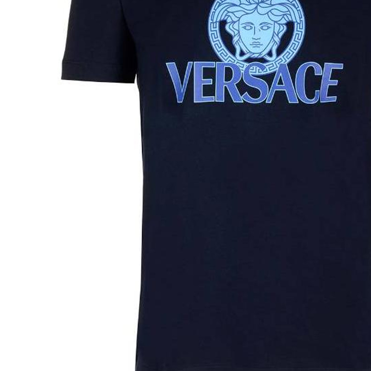 Sizing ヴェルサーチ ブルーロゴプリント リラックスフィット クルーネック 半袖Tシャツ 1014226-1A10088-1UI20