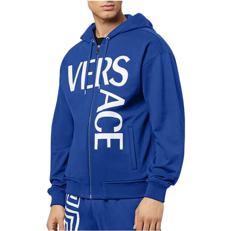 VERSACE  Blue Logo Printed Zip-Up Hoodie 1001083-1A00719-1UB20 圖 4