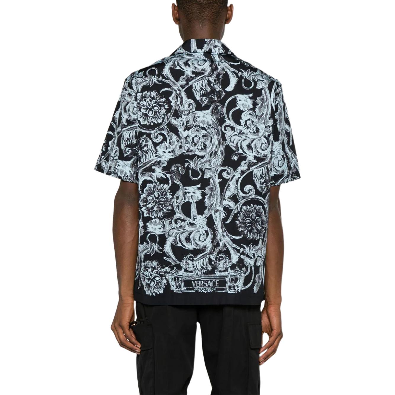 Lookbook VERSACE 藍色印花短袖鈕扣襯衫 1003926-1A09761-5U970