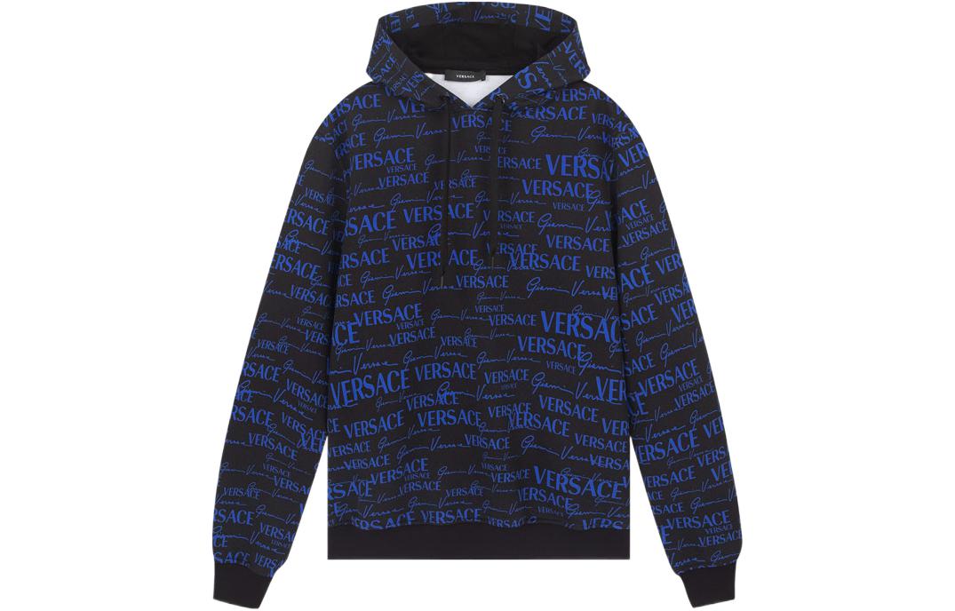 VERSACE  Blue Sweatshirt with All-Over Logo Print. 1003251-1A02294-5B140