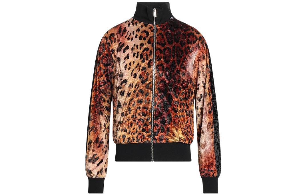 VERSACE  Brown Leopard Print Zip-Up Casual Jacket. A85583-A233958-A7804