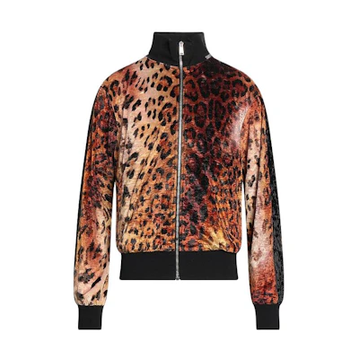 VERSACE Brown Leopard Print Zip-Up Casual Jacket. A85583-A233958-A7804