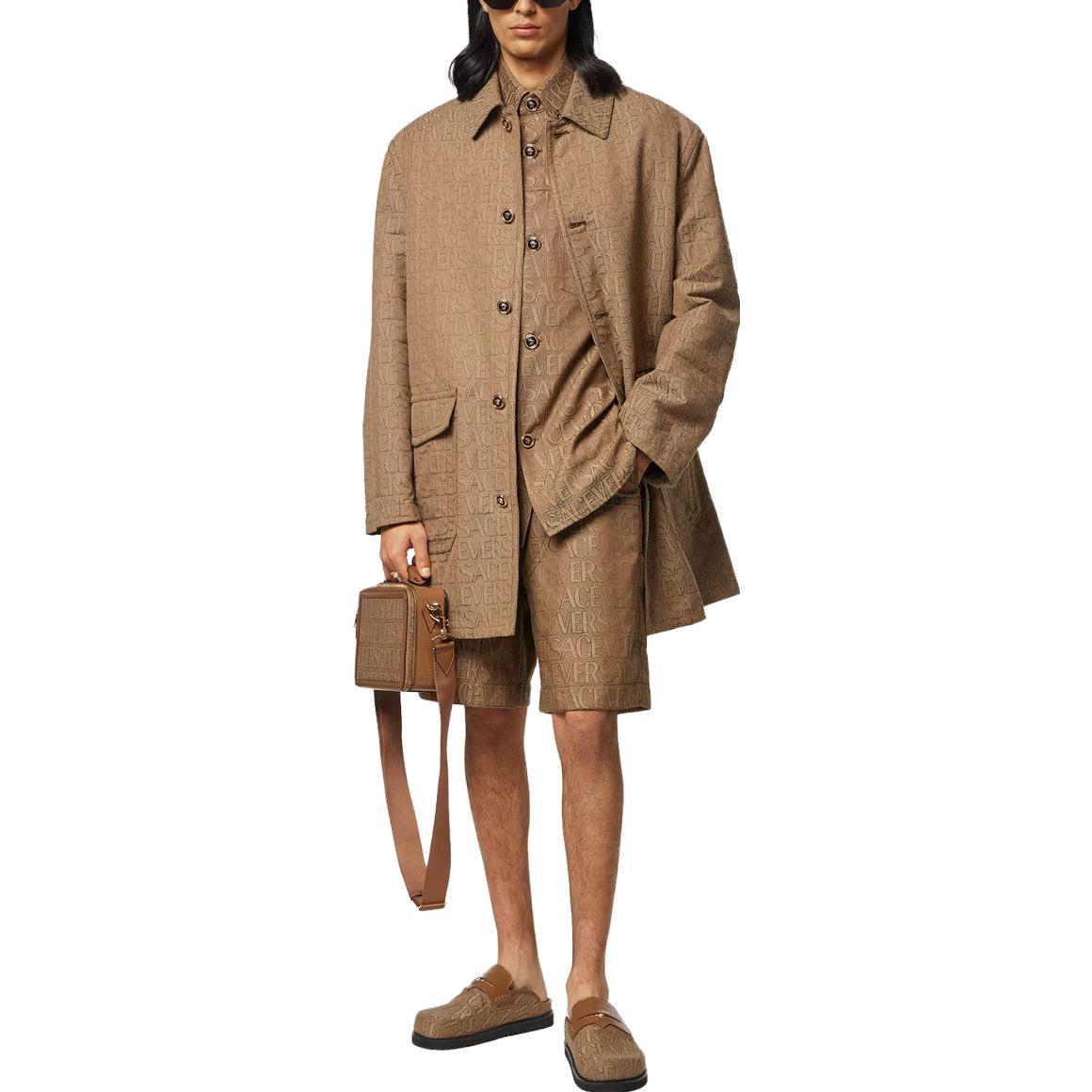 Lookbook VERSACE  Brown Letter Print Zipper Casual Shorts. 1009931-1A07649-2N740