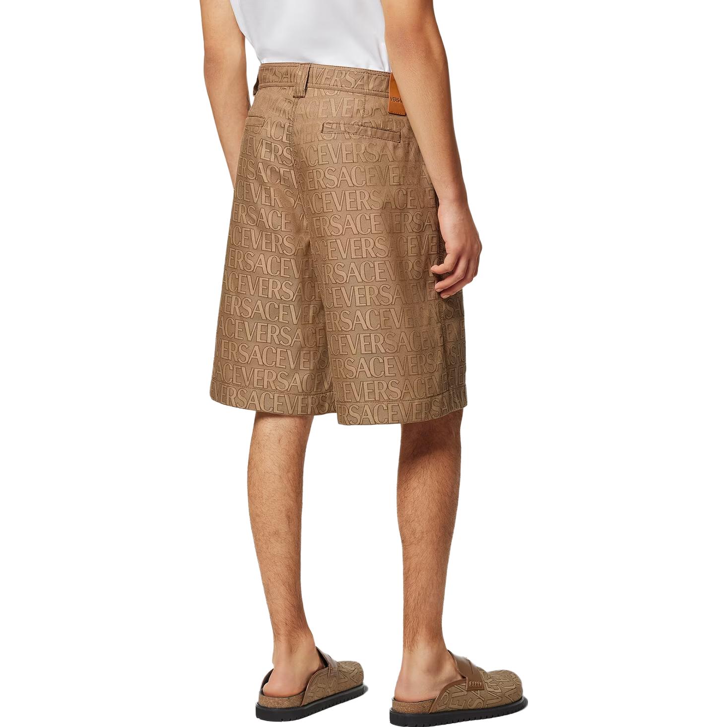 Purchase VERSACE  Brown Letter Print Zipper Casual Shorts. 1009931-1A07649-2N740