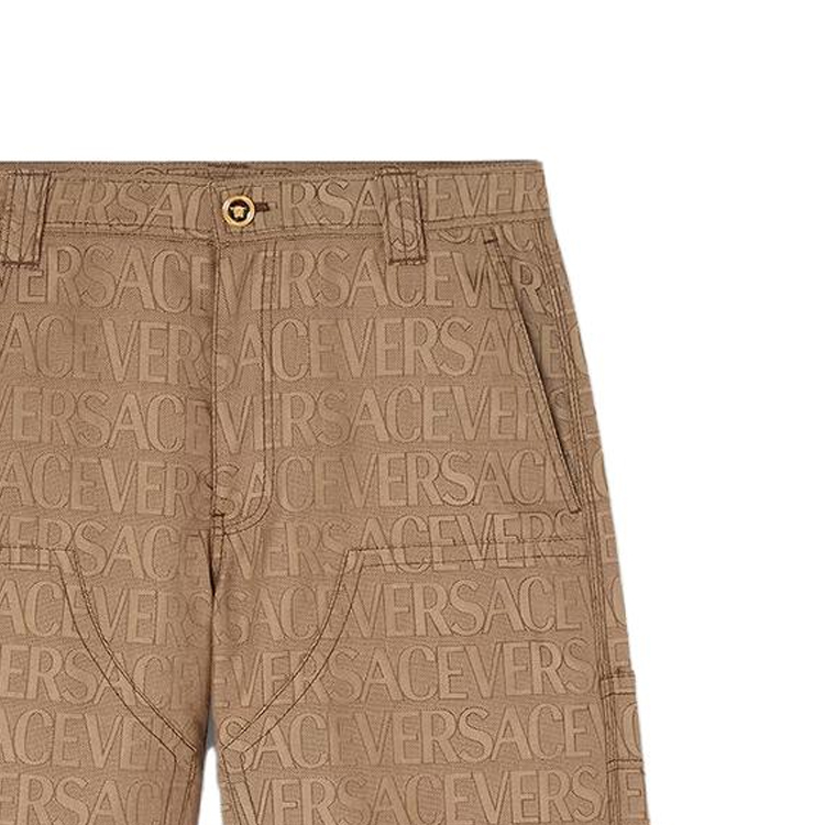 Sizing VERSACE  Brown Letter Print Zipper Casual Shorts. 1009931-1A07649-2N740