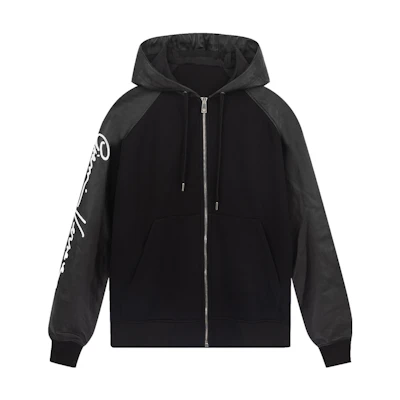VERSACE Colorblock Letter Print Hoodie Jacket - Black A86898-A210037-A1008
