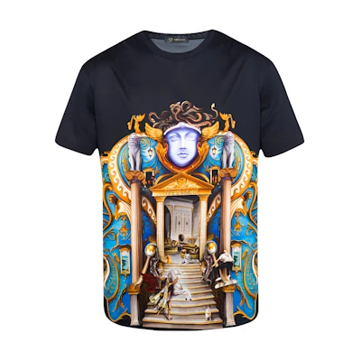 Versace Crew Neck Graphic Print Short Sleeve T-Shirt Black A76113-A223514-A708