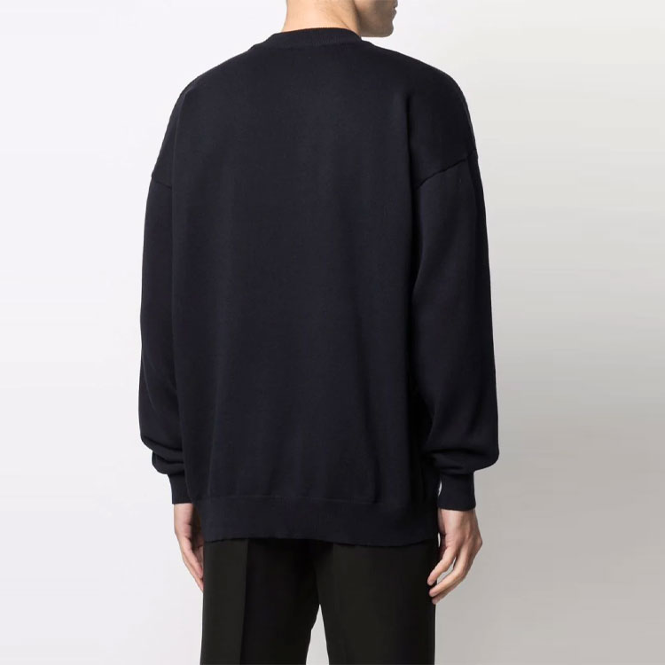 Versace  Crewneck Letter Print Pullover Sweater - Dark Blue 1001335-1A00980-NAVY 圖 5