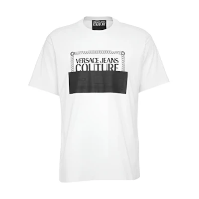 VERSACE Crewneck Logo Print Short Sleeve T-Shirt. 72GAHP0-3CJ00P-21003