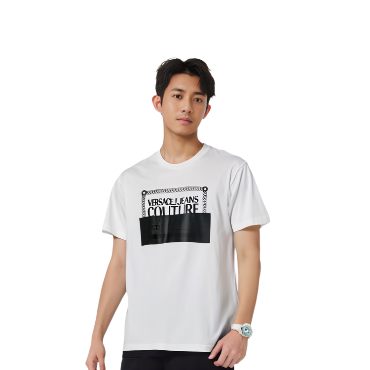 Purchase 베르사체 로고 프린트 크루넥 반팔 티셔츠. 72GAHP0-3CJ00P-21003