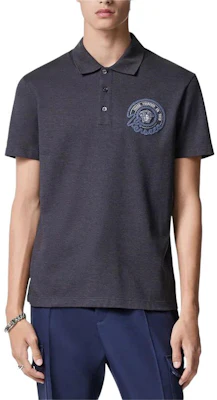 范思哲 深灰色刺绣字母图案短袖POLO衫 1013906-1A09797-1E880 Shop 范思哲 深灰色刺绣字母图案短袖POLO衫 1013906-1A09797-1E880