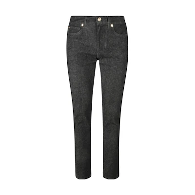 VERSACE Distressed Mid-Rise Slim Fit Jeans Black 1006078-1A07716-1D040