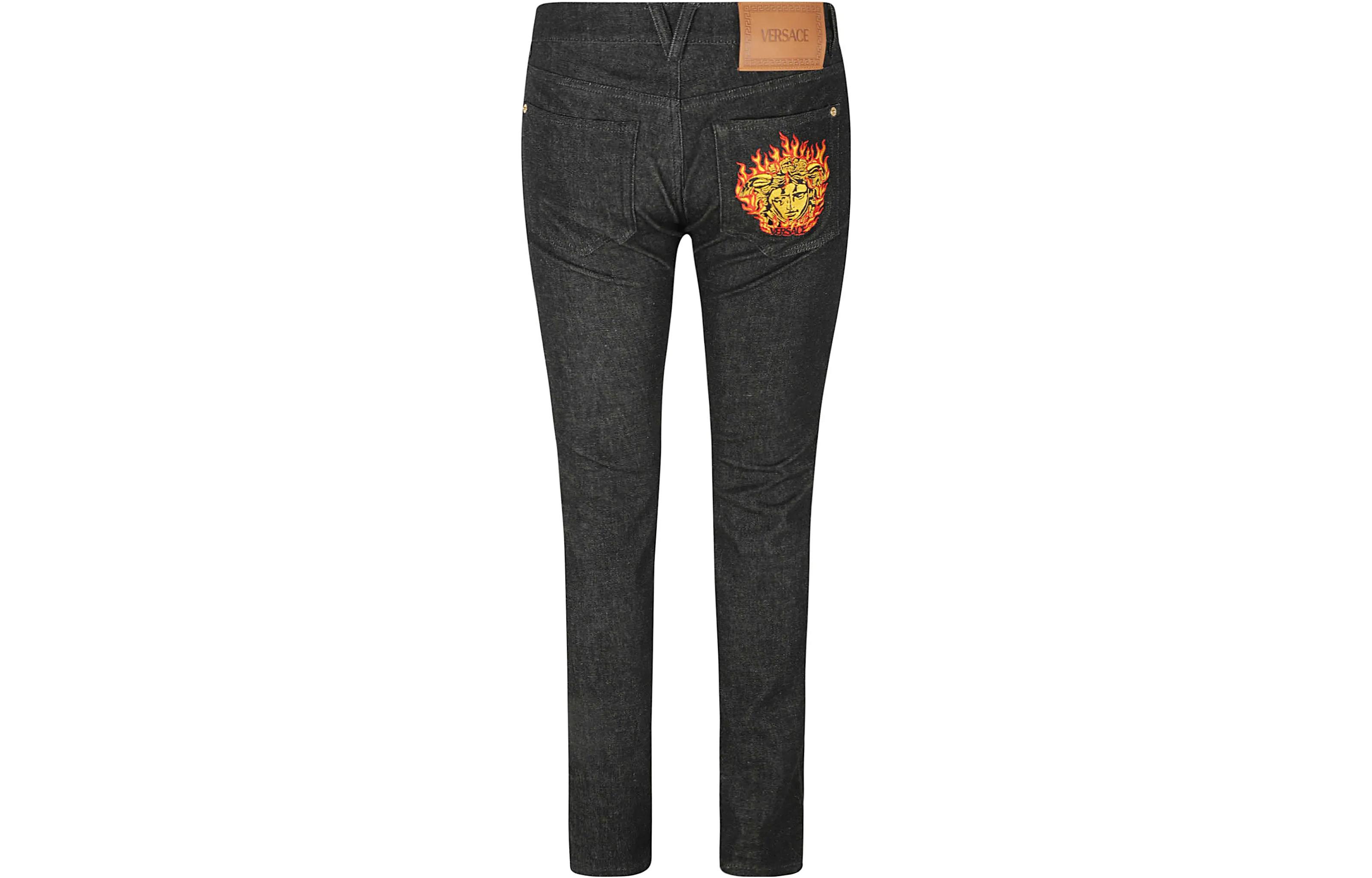 VERSACE  Distressed Mid-Rise Slim Fit Jeans Black 1006078-1A07716-1D040 圖 3