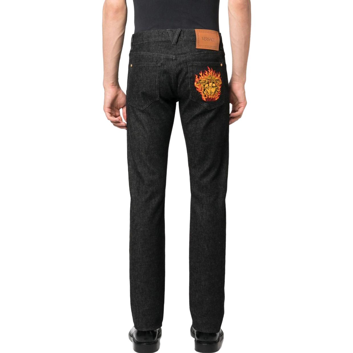 VERSACE  Distressed Mid-Rise Slim Fit Jeans Black 1006078-1A07716-1D040 圖 5